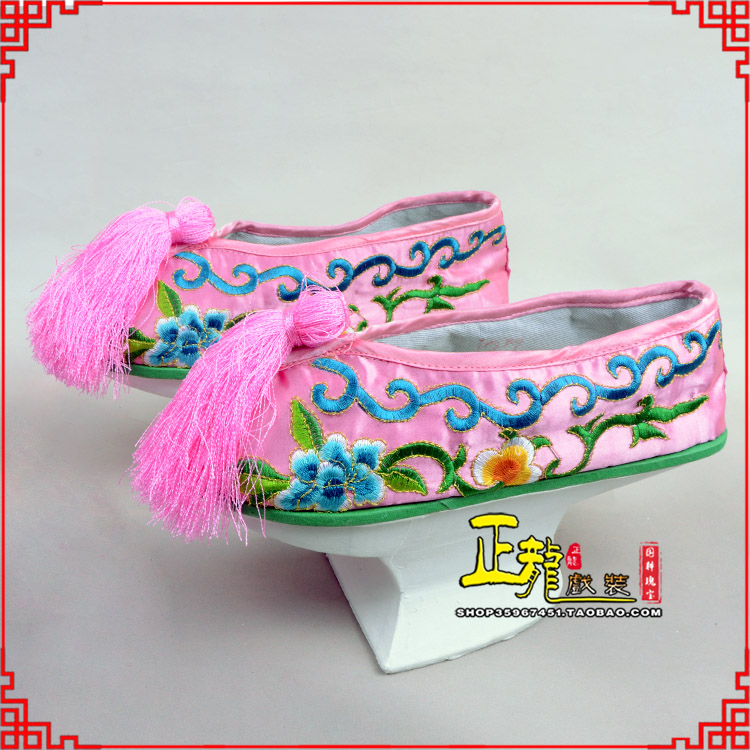 铁岭京越剧戏鞋花盆底清朝皇后贵妃宫女花盆底 旗鞋