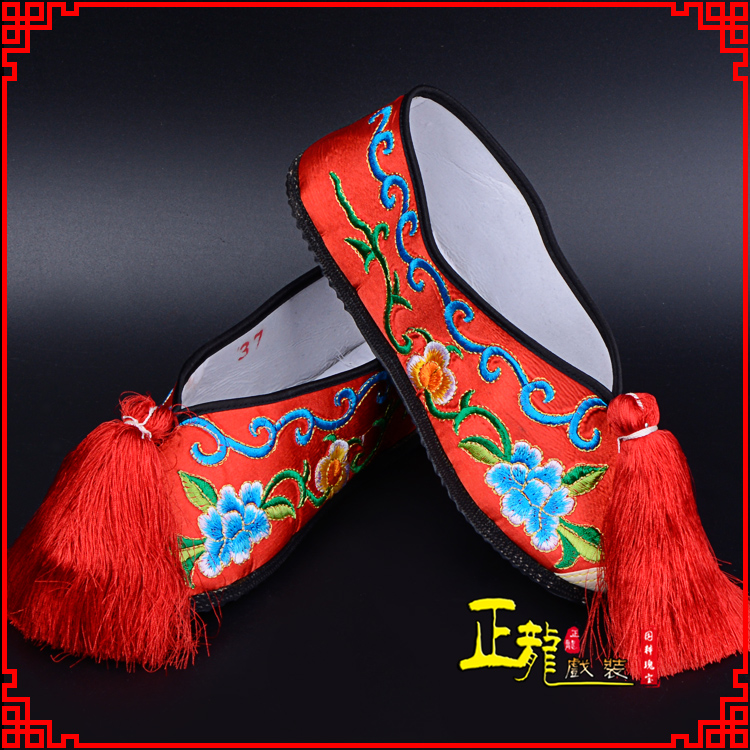 铁岭京剧越剧戏曲彩鞋花旦绣花 普平底彩鞋